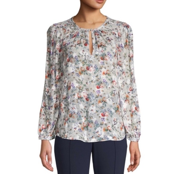 Rebecca Taylor | Ruby silk blend floral jacquard sheer blouse - Picture 11 of 11